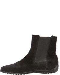Tod's Suede Square Toe Ankle Boots