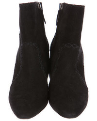 Manolo Blahnik Suede Whipstitched Ankle Boots