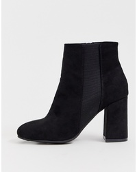 New Look Wide Fit Suedette Heeled Chelsea Boot In Black