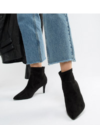 New Look Wide Fit Suedette Pointed Heeled Sock Boot