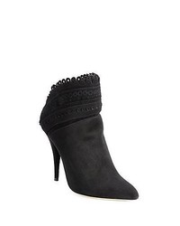 Tabitha Simmons Harmony Laser Cut Suede Ankle Boots Black