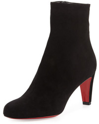 Christian Louboutin Top 70 Suede Red Sole Ankle Boot Black