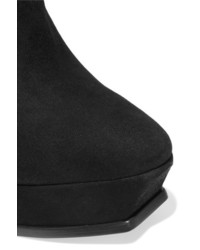 Saint Laurent Tribute Suede Platform Ankle Boots Black