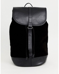 ASOS DESIGN Backpack In Black Leather And Suede
