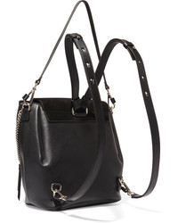 Chloé Faye Medium Textured Leather And Suede Backpack Black