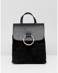 ASOS DESIGN Mini Suede And Leather Mix Ring Backpack