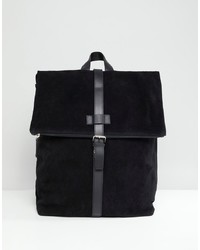 ASOS DESIGN Suede Backpack In Black With Internal Laptop Pouch