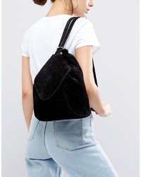 Asos Suede Minimal Backpack With Ring Pull Detail