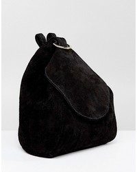 Asos Suede Minimal Backpack With Ring Pull Detail