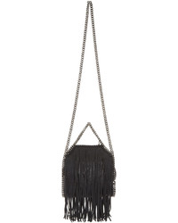 Stella McCartney Black Falabella Shaggy Deer Tiny Fringed Bag