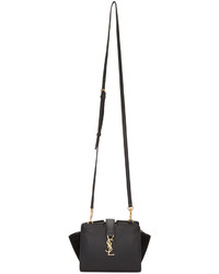 Saint Laurent Black Leather And Suede Toy Cabas Bag