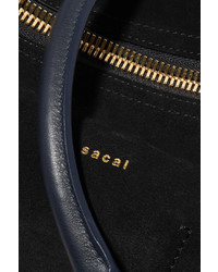 Sacai Coin Purse Suede And Leather Shoulder Bag Black