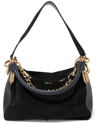 Sacai Coin Purse Suede And Leather Shoulder Bag Black