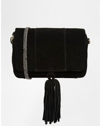 Asos Collection Suede Cross Body Bag With Snake Strap