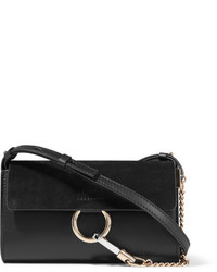 Chloé Faye Mini Leather And Suede Shoulder Bag Black