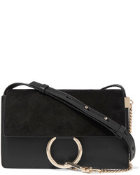 Chloé Faye Small Leather And Suede Shoulder Bag Black
