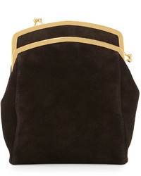The Row Jarnette Double Frame Suede Shoulder Bag Black