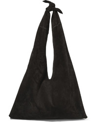 The Row Knot Suede Shoulder Bag Black