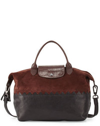 Longchamp Le Pliage Cuir Cody Medium Handbag With Strap Ebony
