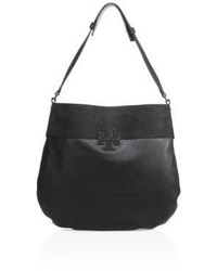 Tory Burch Stacked T Leather Suede Hobo Bag