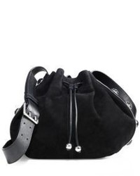 Alexander McQueen Studded Leather Suede Drawstring Bag