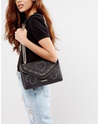 Love Moschino Suede Heart Shoulder Bag With Chain
