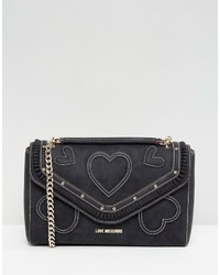 Love Moschino Suede Heart Shoulder Bag With Chain