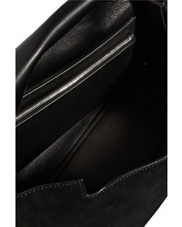 The Row Top Handle 14 Suede Shoulder Bag Black