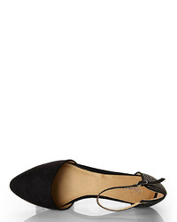 black suede flats with ankle strap