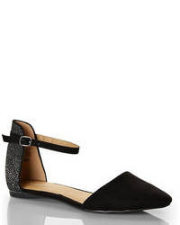 Wanted Black White Lizzy Ankle Strap Flats