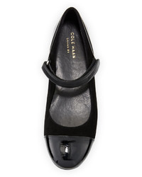 Cole Haan Bria Patent Suede Mary Jane Flat Black