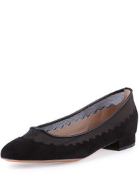 Chloé Chloe Wavy Tulle Ballerina Flat Black