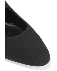 The Row Elodie Lace Up Suede Ballet Flats Black