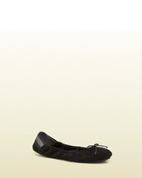Gucci Black Suede Ballet Flat From Viaggio Collection