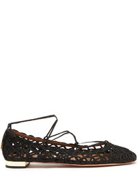 Aquazzura Kya Macram Lace And Suede Flats