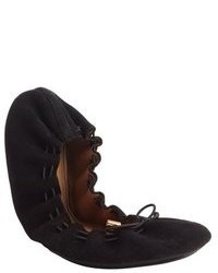 AERIN Rin Black Suede Bow Detail Antibes Ballet Flats