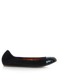 Lanvin Suede And Patent Leather Ballet Flats
