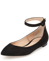 Gianvito Rossi Suede Ankle Wrap Skimmer Flat