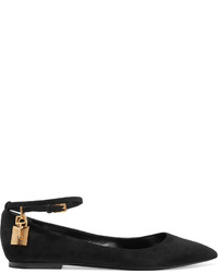 Tom Ford Suede Point Toe Flats Black