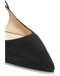Jimmy Choo Vanessa Cutout Suede And Leather Point Toe Flats Black