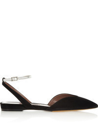 Tabitha Simmons Vera Metallic Leather And Suede Point Toe Flats