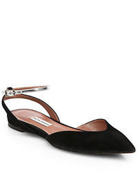 Tabitha Simmons Vera Suede Metallic Leather Ankle Strap Flats