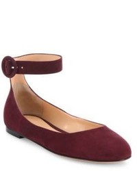 Gianvito Rossi Virna Suede Ankle Strap Ballet Flats