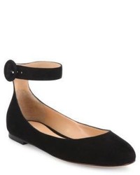 Gianvito Rossi Virna Suede Ankle Strap Ballet Flats