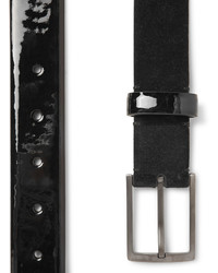 Lanvin 3cm Black Suede And Patent Leather Belt