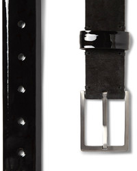Lanvin 3cm Patent Leather Trimmed Suede Belt