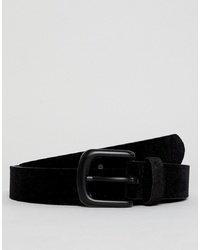 ASOS DESIGN Faux Leather Slim Belt In Black Velour