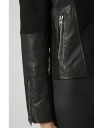 Topshop Leather And Suede Panel Biker Jacket