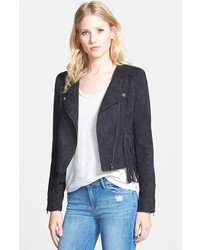 Love Fate Destiny Faux Suede Moto Jacket With Fringe