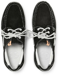 VISVIM Hockney Leather Trimmed Suede Boat Shoes